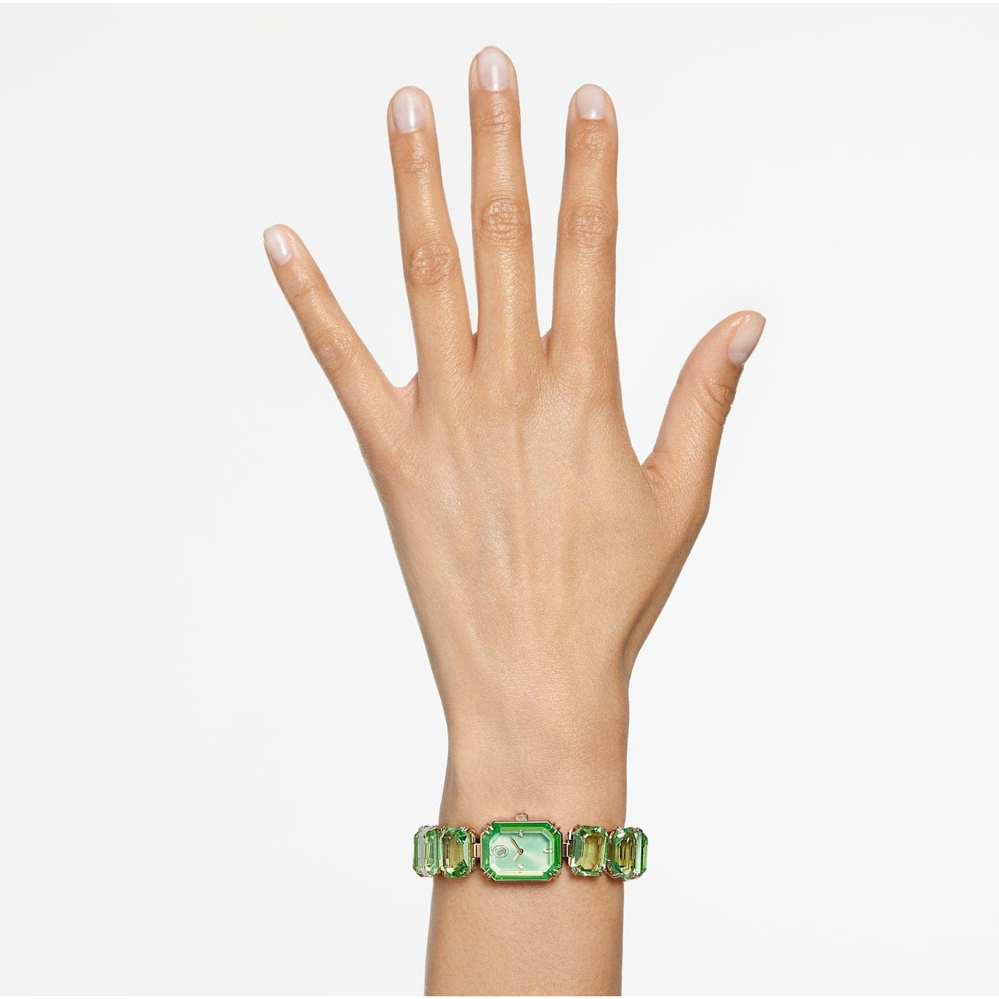 Swarovski Octagon cut bracelet, Green, Champagne gold-tone finish 5630834 - Kamal Watch Company