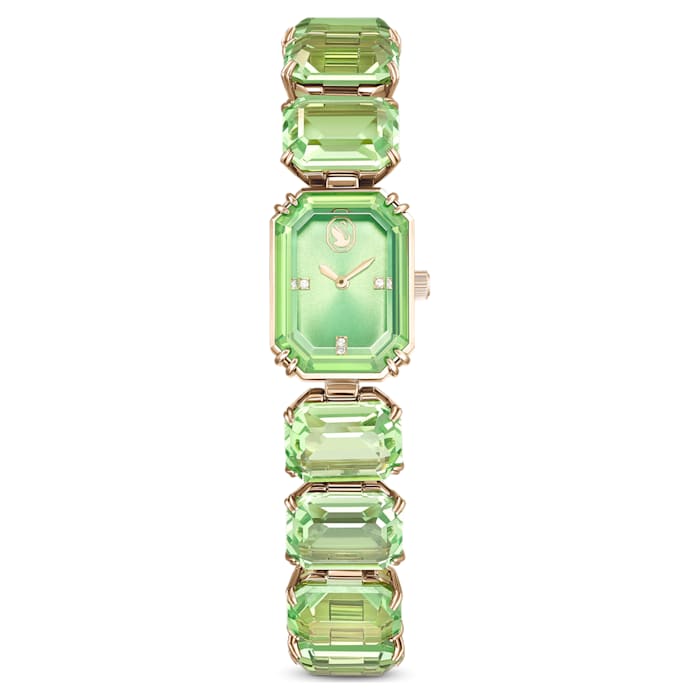 Swarovski Octagon cut bracelet, Green, Champagne gold-tone finish 5630834 - Kamal Watch Company