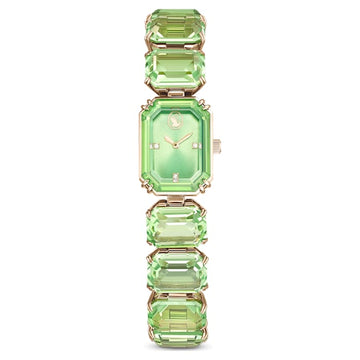 Swarovski Octagon cut bracelet, Green, Champagne gold-tone finish 5630834 - Kamal Watch Company